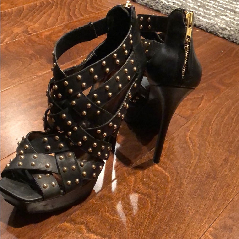 Gold Studded Black Platform heels